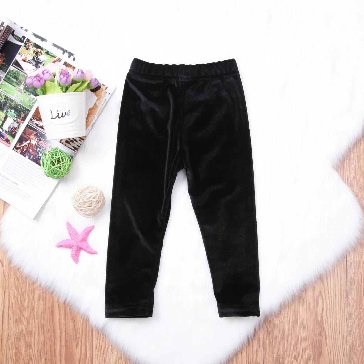 Многоцветные Новые Теплые прямые брюки с плиссировкой милые длинные прямые брюки для новорожденных девочек, одежда - Цвет: Черный