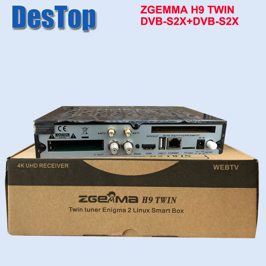 ZGEMMA H9 Твин 4K UHD приемник с 2* DVB-S2X многопотоковым тюнером с 2* CI+ и внутренним Wifi 8 ГБ EMMC FLASH/1 ГБ DDR3 памяти