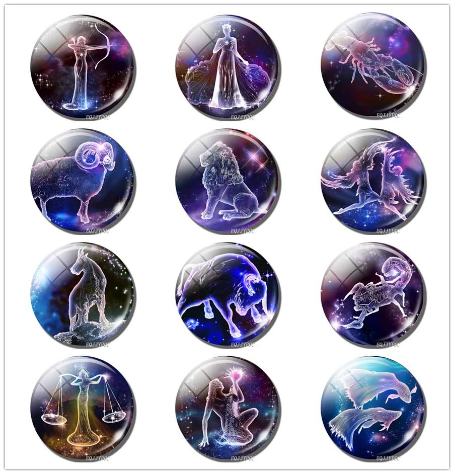12 созвездий безделушка Зодиак Лев Дева Рак Gemini Libra Pisces стеклянный брелок с