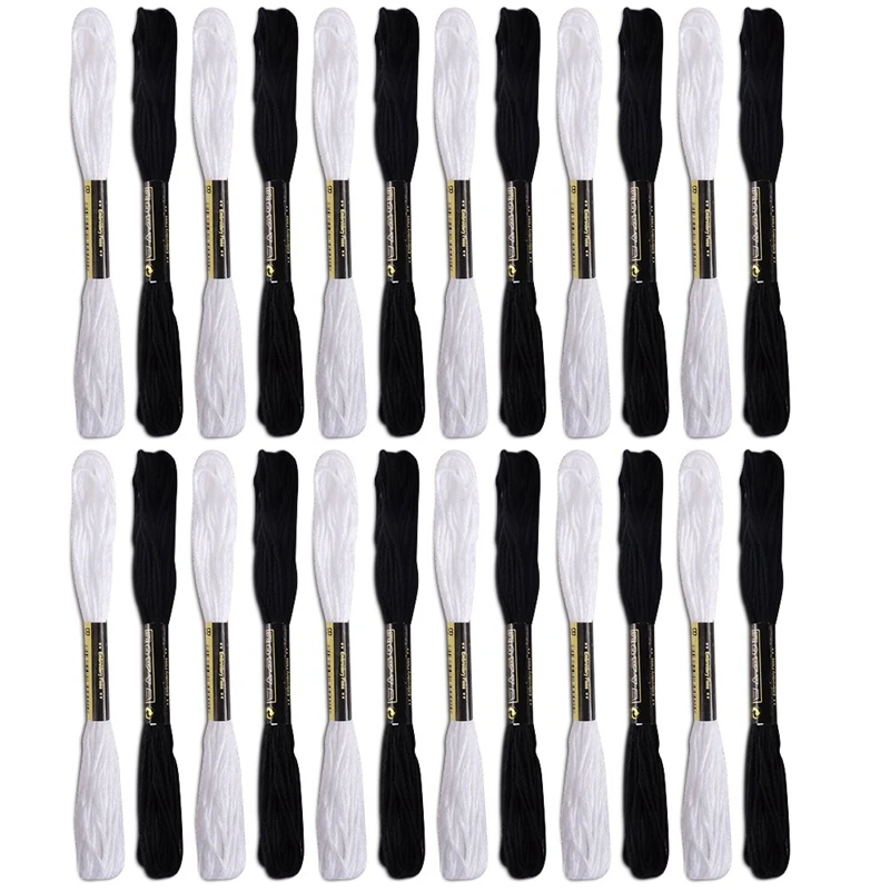 24 мотки для вышивки крест иглы плетеные браслеты(белый и черный