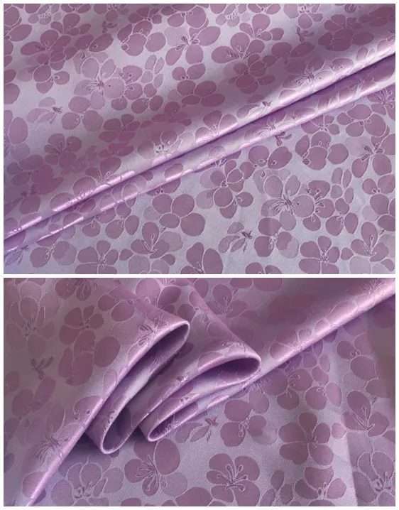 6 pink purple Тяжелый Шелковый Атлас материал для платьев Цветочные жаккардовые шелковые хлопчатобумажные ткани Шармез - Цвет: 6 pink purple