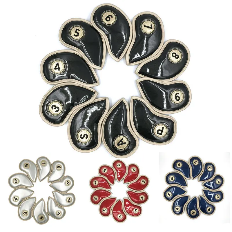 Golf Irons Headcover Head Cover New Thick PU Leather 10pcs/set