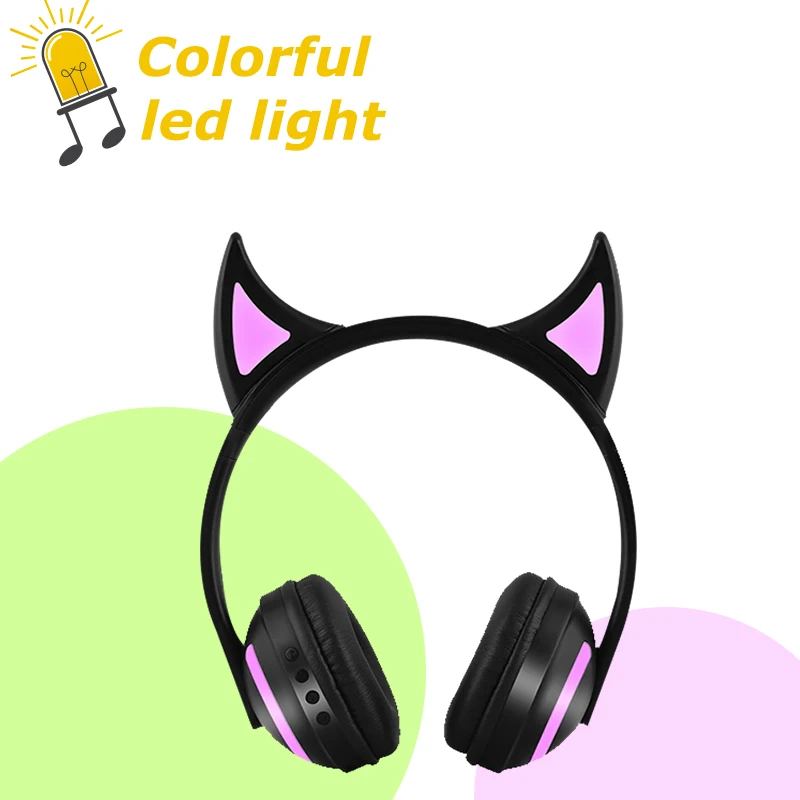 GTIPPOR кошачьи наушники Bluetooth стерео наушники мигающие светящиеся кошачьи наушники игровая гарнитура наушники 7 цветов светодиодный светильник