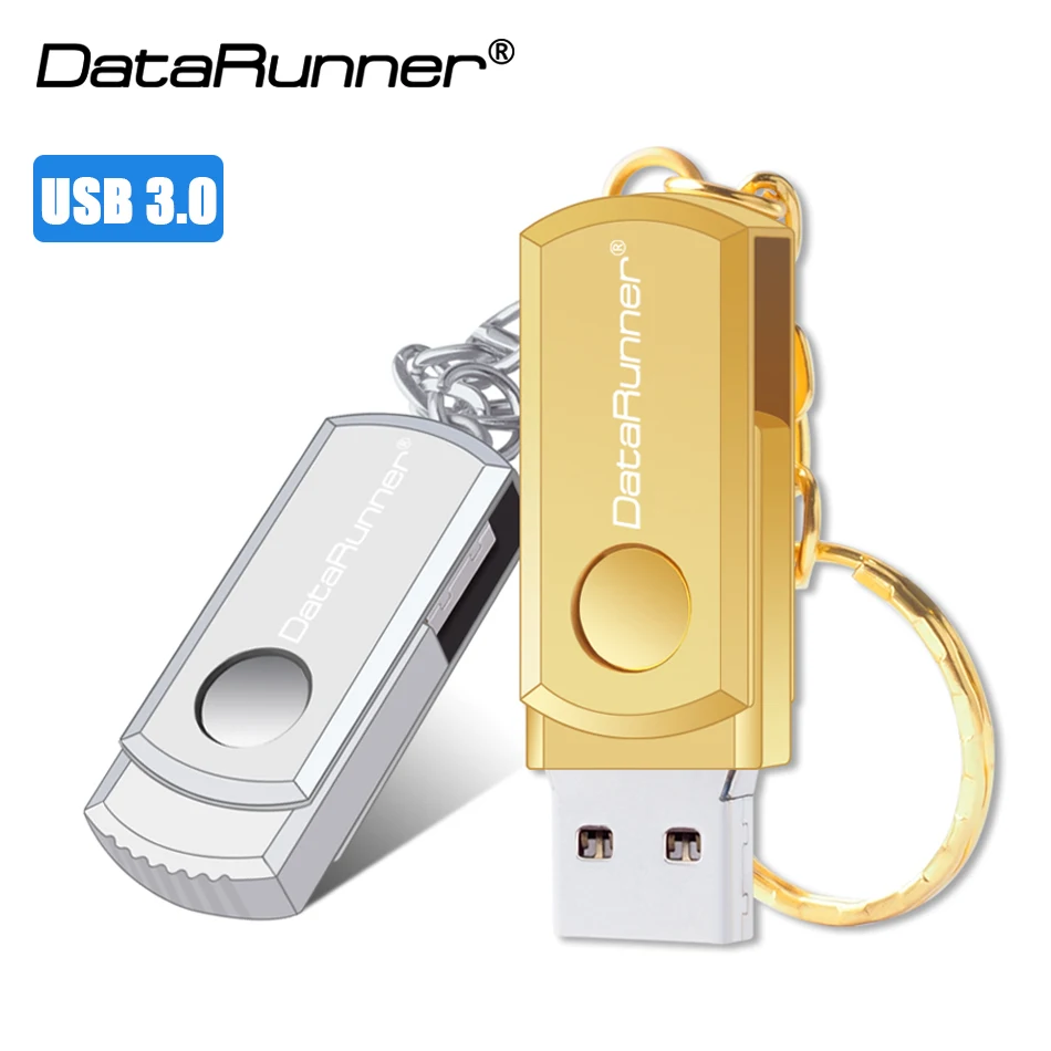 

HotSell DataRunner USB Flash Drive USB 3.0 Key Chain Pen Drive 256GB 128GB 64GB 32GB 16GB Pendrives Rotation USB Memory Stick