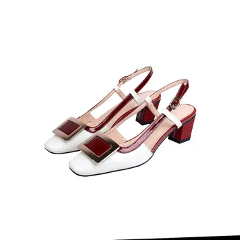 

Sexy slingbacks Women Shoes 4.5cm High Heels Pumps summer /Autumn 2020 New square toe Shoes Woman Party Shoes