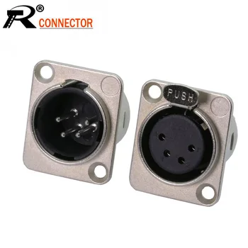 

10pcs/lot 4Pin XLR Male / Female Panel Mount XLR Plug Jack Socket Microphone MIC Cable Terminal XLR Chassis Wire Connector