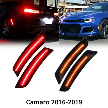 

4Pcs Front Rear Bumper Smoked Lens Amber LED Side Marker Lights Bumper Lamp Reflector for Chevy Camaro 2016-2019 6Th