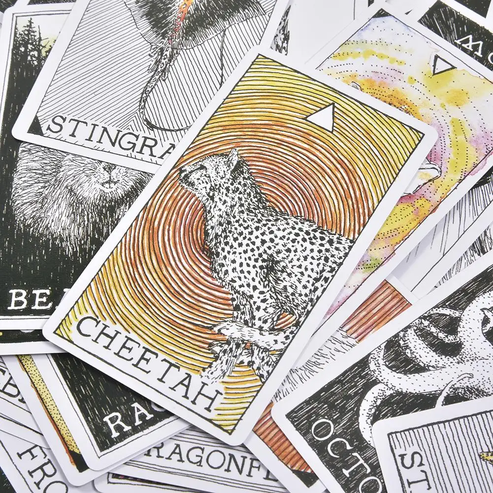 Новый 63 шт. Engels Tarot Dek Voor De Wilde Onbekende Dier Geest Guidebook Kaarten настольная игра Kaart #