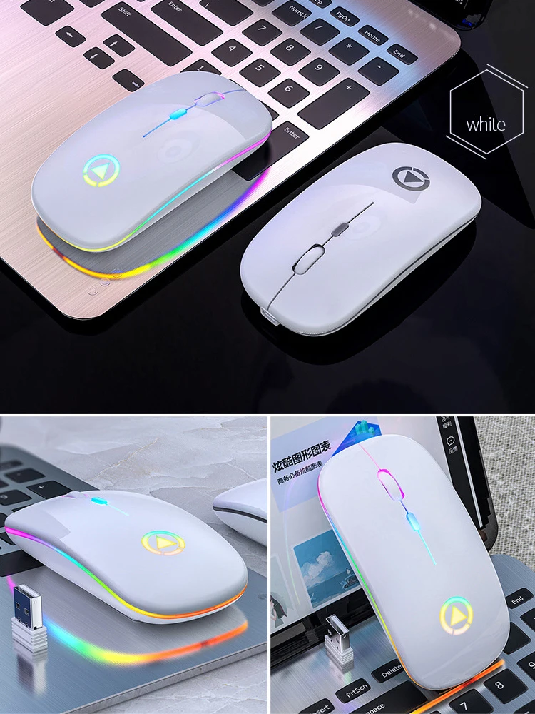 Wireless Mouse Silent Mouse 1600 DPI Ergonomic Mause Noiseless PC Mouse Mute Colorful Glowing Office Mouse Chargeable/battery good wireless gaming mouse