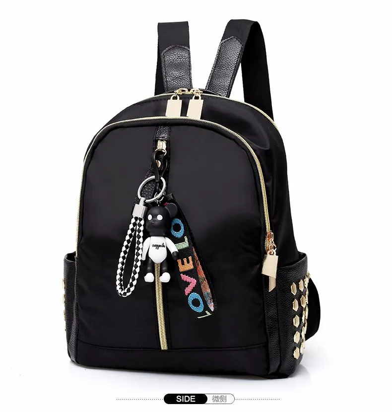 

2018 Autumn New Style Bag Backpack Nylon Solid Color Ribbon Korean-style Casual Backpack Women's