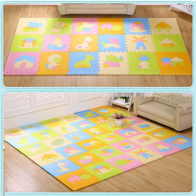 Animal Puzzle Carpet 1.3cm Thick Jigsaw Soft Foam Mat Baby Play Mat Toys for Children Crawling Carpet Stitching Climbing Toys 2