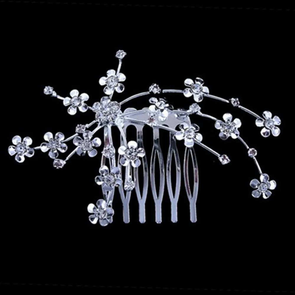 Silver Crystal Flower Head Jewelry Hair Care Chic Heaband Girl Personality Bridal Princess Wedding Delicate | Украшения и