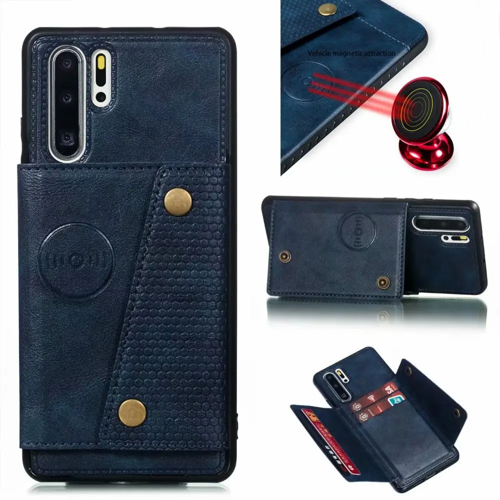 P30 funda Magnetic Car Mount Wallet Cover For Huawei Pro Case Leather Phone Cases with Card Holder |