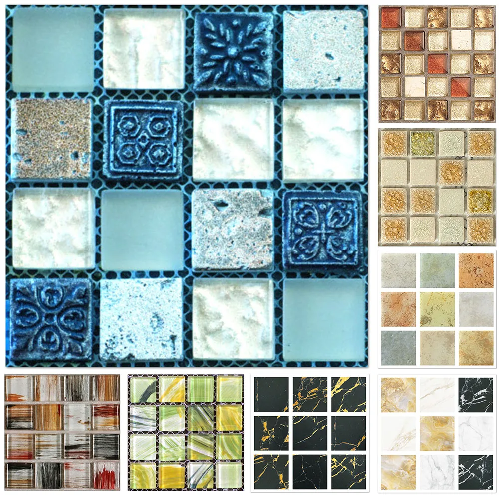 

PVC Self-adhesive Mosaic Tile Sticker Kitchen 3D Backsplash Bathroom Wall Tile Stickers Easy To Clean Retrofit Bathroom Decor