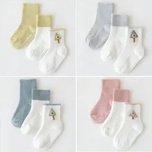 3 пара/лот; сезон осень-зима; новые хлопковые детские носки; цветные Повседневные носки для малышей