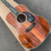 Акустическая гитара Koa из черного дерева, 41 дюймов, жемчужные вставки и связывание акустической гитары koa