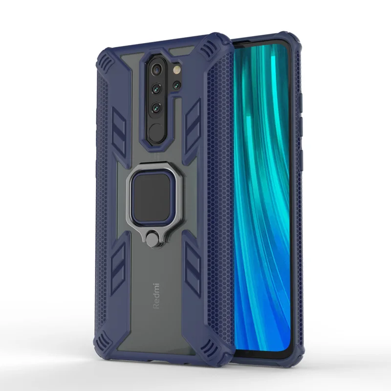 Кольцо Броня чехол для redmi note 8 pro Чехол магнитный автомобильный держатель мягкий бампер чехол для телефона для xiaomi redmi note 8 7 Чехол глобальная версия - Цвет: blue