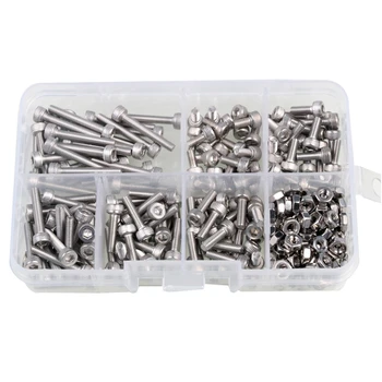 

250Pcs M3 Stainless Steel Hexagon Socket Head Screws & Nuts 0.5(Pitch) Set Repair Tools for Metal Working/Electrical