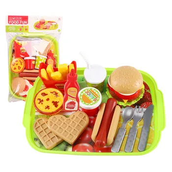 

OHMETOY Kids Kitchen Food Toys Pretend Burger Fries Hot Dog Toys Set Educational Toys Birthday Xmas Gift