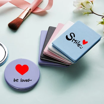 

Love Heart Makeup Mirror with Double Side for Girls Fashion Portable Folding Magnifying Pocket Cosmetic Compact Vanity Mirrors