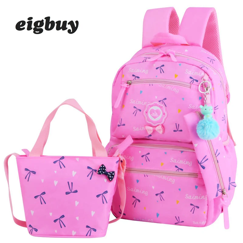 

Student School Bag Girls Backpack Cute Bow Print Kids Backpack Girls School Bags Pencil Case Handbag Fashion Children Backpacks