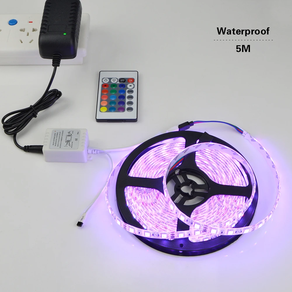 Светодиодная лента RGB 5050 5 м 10 водонепроницаемая светодиодная лампа для сада