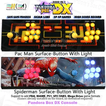 

2020 Pandora box DX 3000 in 1 iron console arcade game fight stick controller support FBA MAME PS1 can add 3000 games 3d tekken
