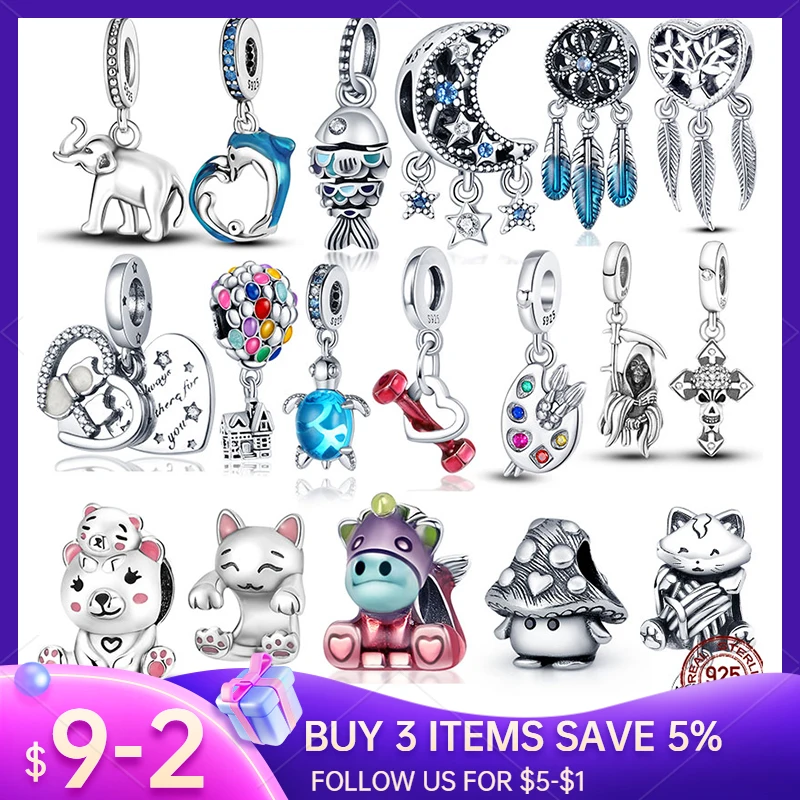 HOT SALE 100% 925 Sterling Silver Moon Stars Dreamcatcher Charm Beads Fit Original Pandora Bracelet Pendant Necklace Jewelry | Украшения и
