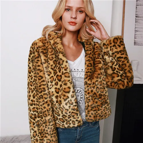 Leopard Женская зимняя куртка леопардовая с капюшоном короткая куртка из искусственного меха плюс размер с капюшоном пальто с мехом Корейский жилет теплая тонкая леопардовая куртка - Цвет: Leopard