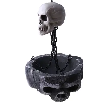 

Halloween Hanging Chain Skull Pendant Bowl Portable Props Decor Sculpture Decor 667A