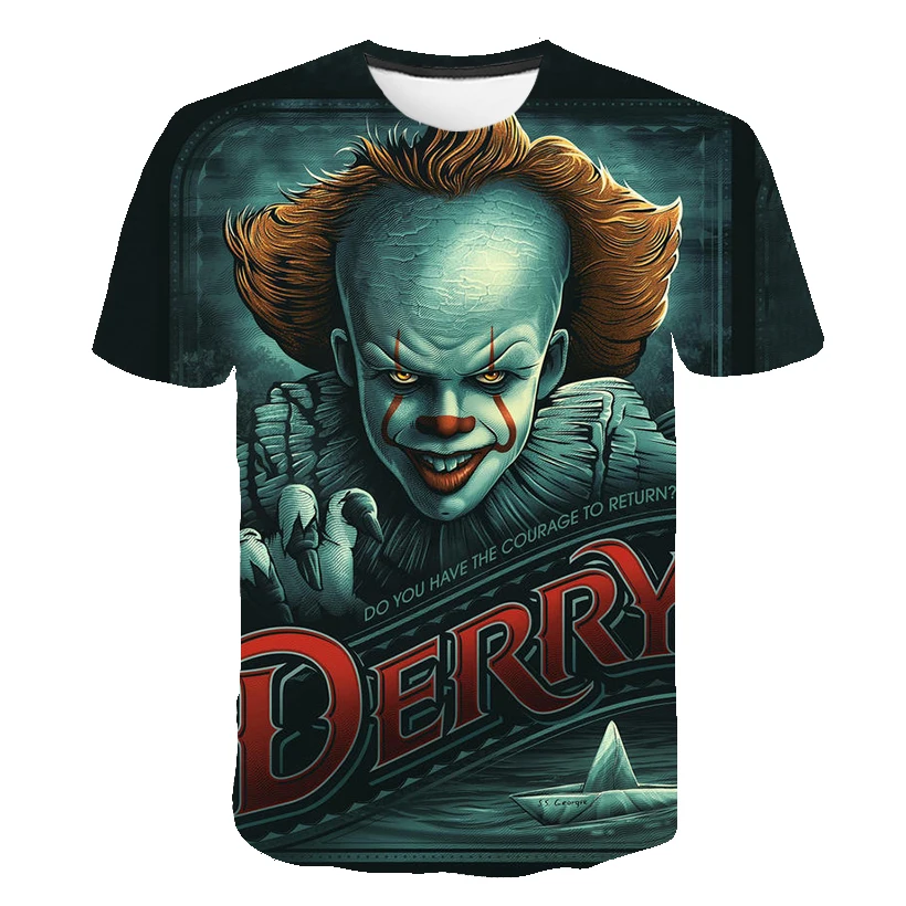 

Horror Movie It Penny Wise Clown Joker 3D Print Tshirt Men/Women Hip Hop Streetwear Tee T shirt 90s Boys Cool Clothes Man Tops