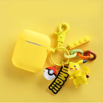 

Cartoon Pikachu Keychain Silicone Case For AirPods Earphone Cases For Apple Airpods 1 2 Bluetooth Headphones Protective Cover