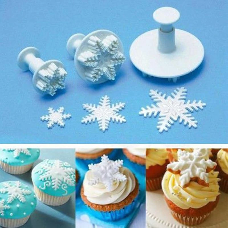 3 Xmas Snowflake Plunger Cutters Fondant Cookies Mold Sugarcraft Cake Decor Tool 3 Xmas Snowflake Plunger Cutters Fondant Cookies Mold Sugarcraft Cake Decor Tool