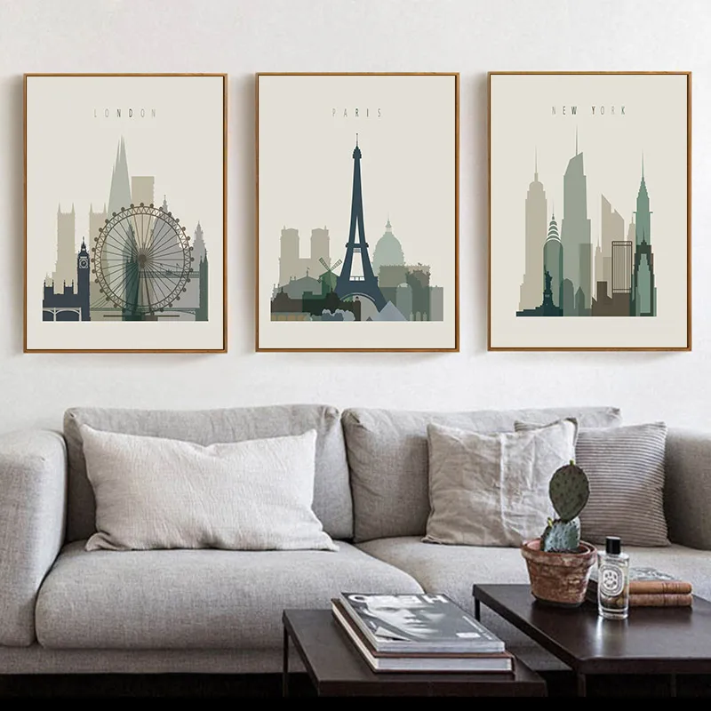Ретро постер TAAWAA Париж Лондон Нью Йорк искусство на стену винтажная картина