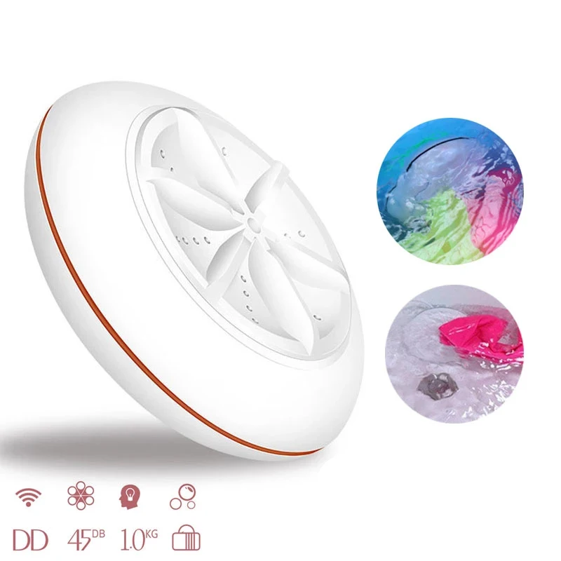 Portable Mini Washing Machine Ultrasonic Turbine Washer Usb Laundry