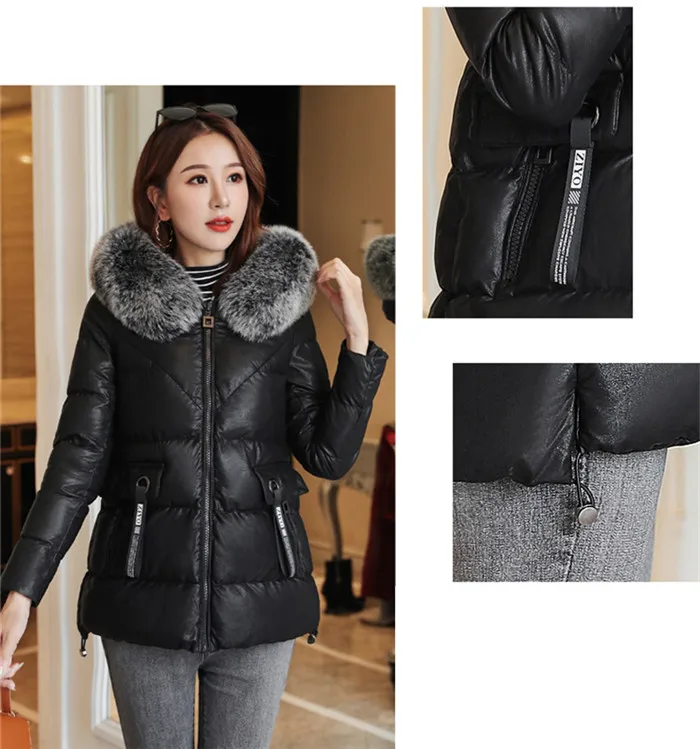 Jacket Women Grade Genuine Leather Clothes Coat Womens New Style Winter Haining Sheep Leather down Jacket Fox fur Hooded Q145