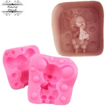 

Lovely 3D cheese mouse shape silicone soft candy mold cake decoration tool Candy Chocolate Mold