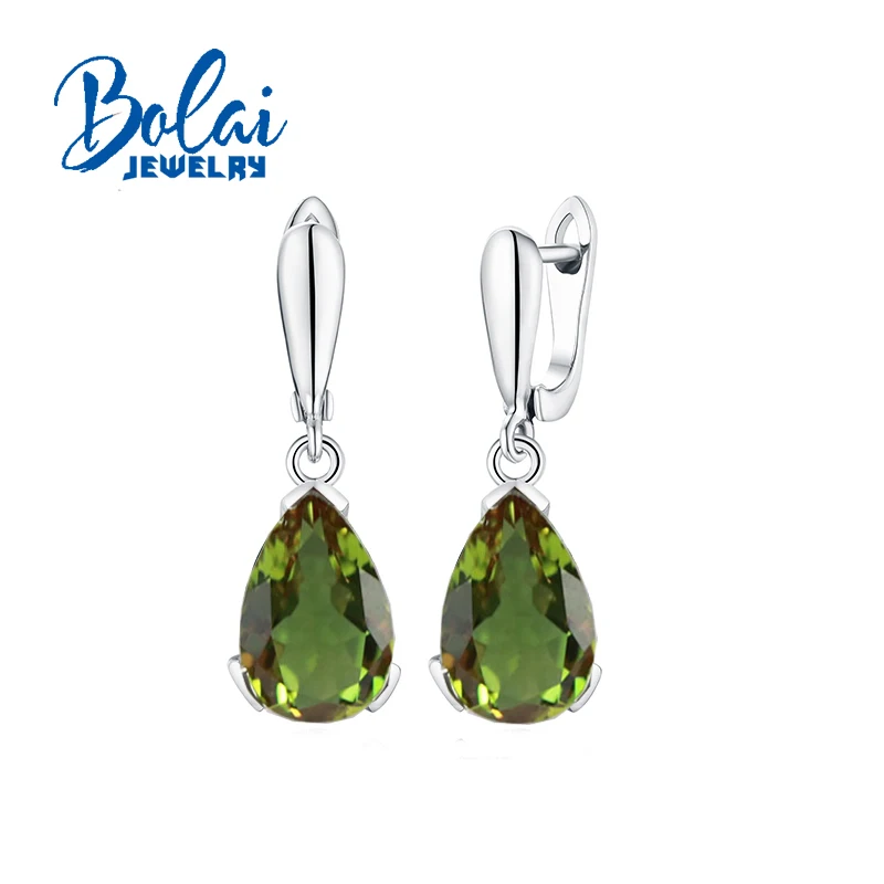 Bolaijewelry, серьги из зултанита, 925 пробы, серебро, ювелирные изделия, груша 10*15 мм, драгоценный камень, создан, цвет, изменить, элегантные для девочек, gif - Цвет камня: diaspore