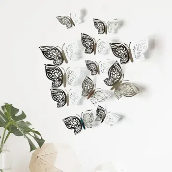 

3D Hollow Butterfly Wall Stickers Home Decor Cardboard Butterfly Wall Stickers Wallpaper For Nursery Kids Room Bedroom Decals