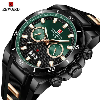 

REWARD Military Sports Mens Quartz Watches Top Luxury Silicone Strap Auto Date Fashion Analog Clock Waterproof Relogio Masculino