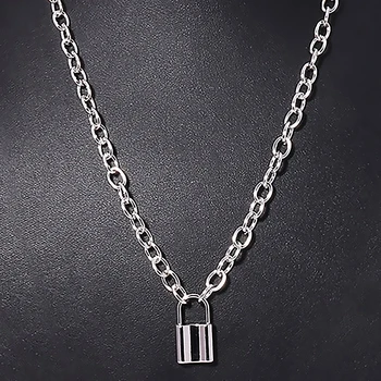 

Punk Chain with Lock Necklace for Women Men Padlock Pendant Necklace Statement Gothic Female Fashion Jewelry