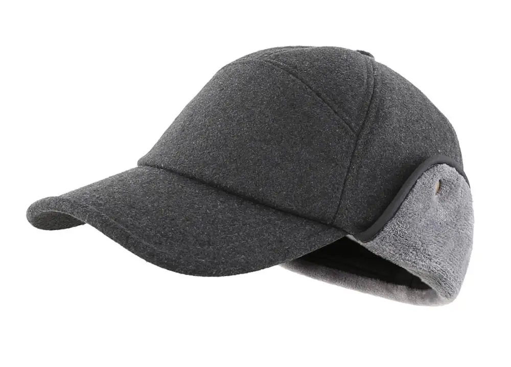 Connectyle New Fashion Winter Hats with Brim Earflap Fitted Visor Hat Warm Faux Fur Baseball Daily Cap for Men