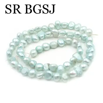 

Free Shipping 6-7mm Light Sky Blue Baroque Potato Natural Freshwater Pearl Jewelry Making Loose Spacer Beads 14"
