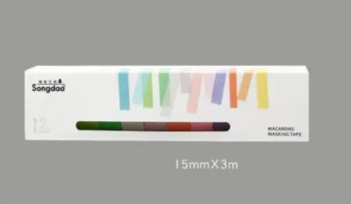 Японская клейкая лента Макарон конфеты цвета серии васи лента Набор DIY Руководство скрапбукинга для дневника стикеры декоративные 12 шт липкие - Цвет: candy color-big
