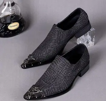 

male Italian genuine fashion leather pointed formal shoes gray real suede leather slip on party dress wedding shoes