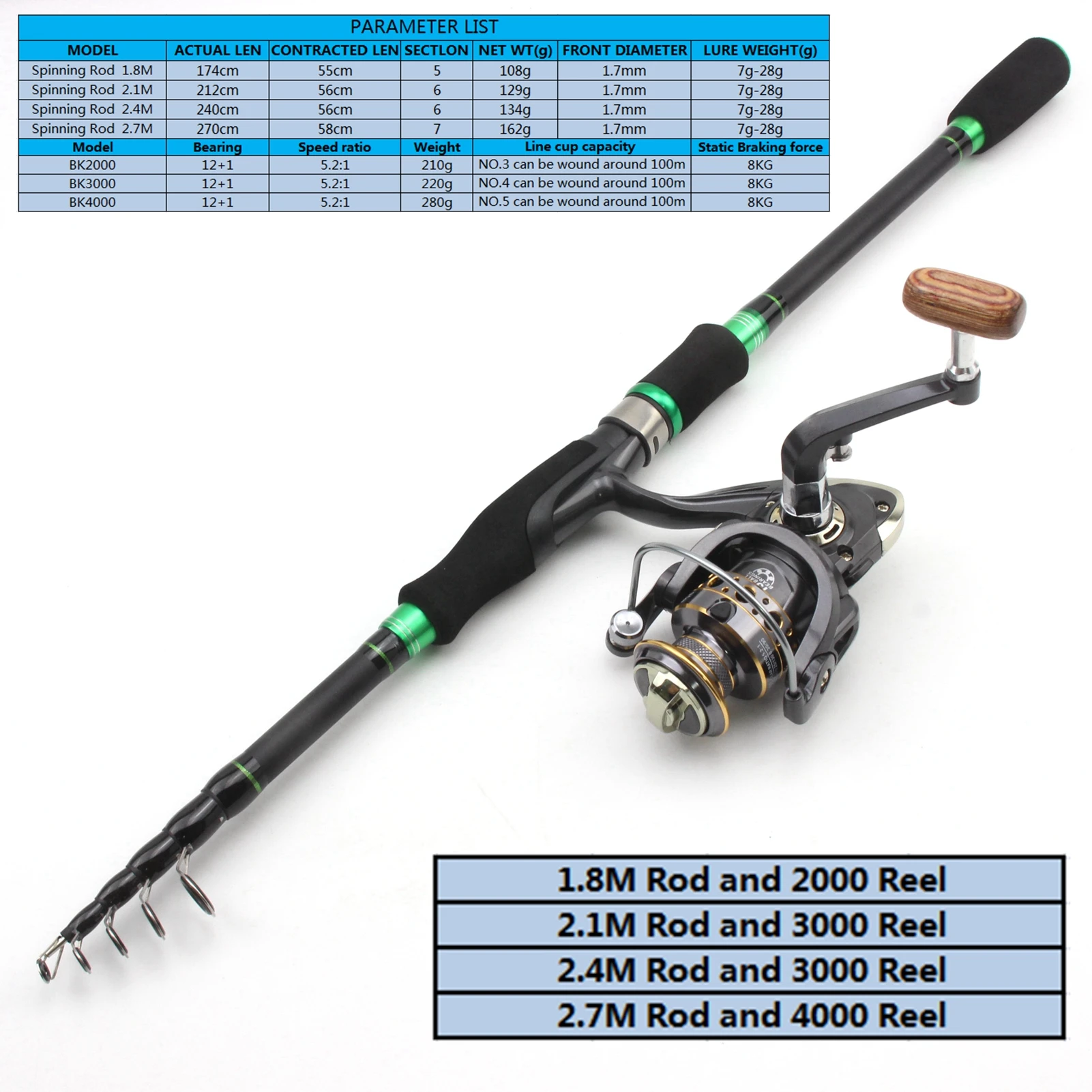 NEW 1.8m2.1m2.4m2.7m telescopic fishing rod and Reels bag set Travel  Fishing Trout Rod Reel Combos vara de pesca com molinete