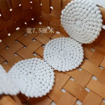 

Thick Circle Mikl-silk Water-soulble Embroidered Lace Trim DIY Headware Handmade Material Lace Trim Width 8cm 5Yds/lot