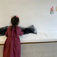 Хлопковое платье с бантом в Корейском стиле для девочек модные хлопковые весенние платья для маленьких девочек От 1 до 6 лет