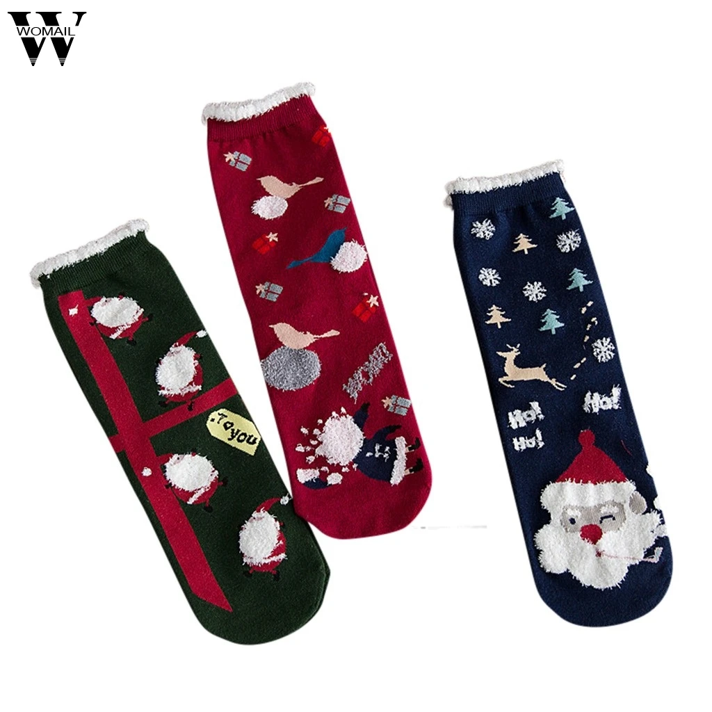 Womail, женские хлопковые рождественские носки, милые носки со снежинками, повседневные носки, домашние хлопковые рождественские носки, милые Праздничные Носки с Сантой
