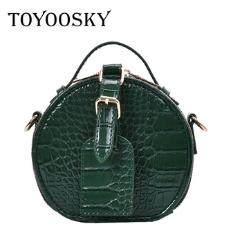 

TOYOOSKY Crocodile Leather Round Bag Women Shoulder Bags Crossbody Bags for Women 2020 Evening Wrist Bag Circle Ladies Handbags